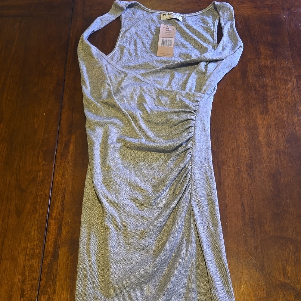 Elegant Gray Ruched Dress